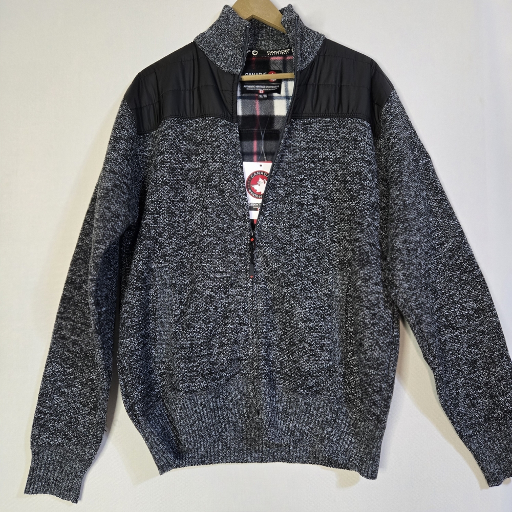 CANADA Weathergear Men's Size L/XL Black/Gray Zip-up Sportswear Jacket NWT